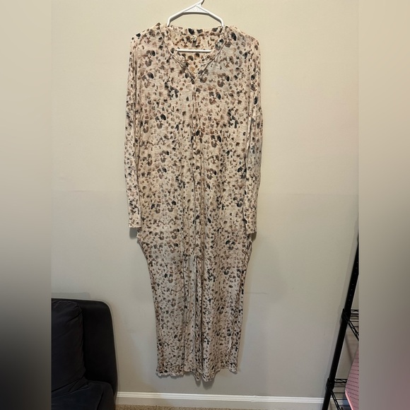 Free People Intimately Neutral Leopard Print Maxed Out Maxi Robe Dress Size S - Picture 4 of 15